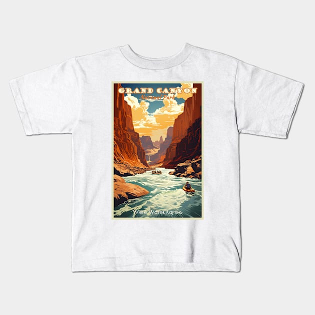 Grand Canyon National Park Travel Poster Kids T-Shirt by GreenMary Design